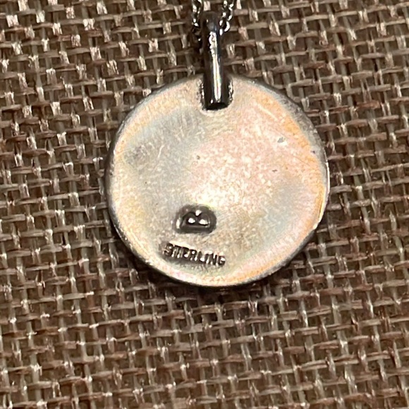 ViTG Sterling 925 Silver Necklace -Round small medallion tribal symbols - Picture 2 of 7